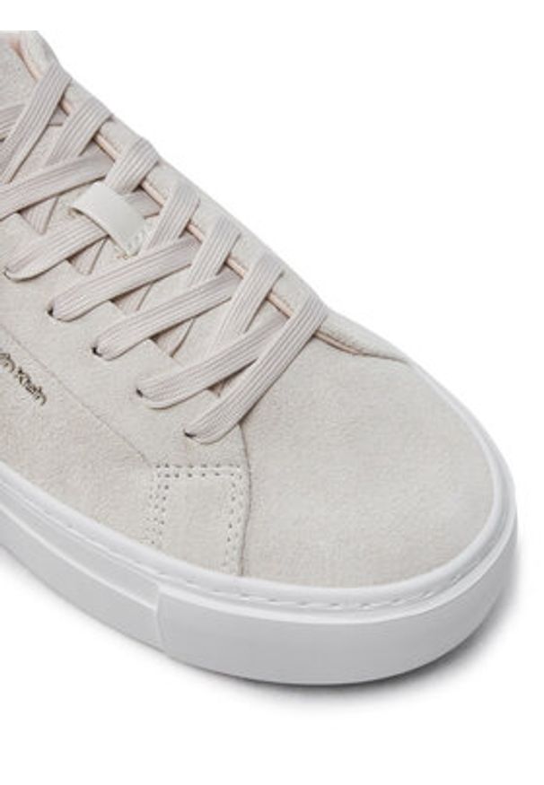 Calvin Klein Sneakersy Flatform Cup Lace Up W/Ml HW0HW02282 Beżowy. Kolor: beżowy. Materiał: zamsz, skóra