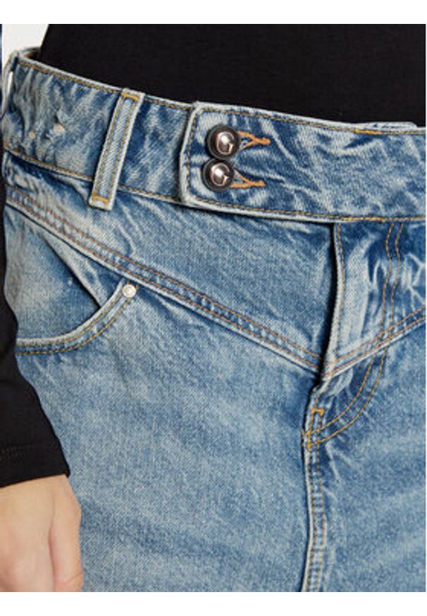 Guess Spódnica jeansowa W5RD96 D5LR1 Niebieski Regular Fit. Kolor: niebieski. Materiał: jeans, bawełna