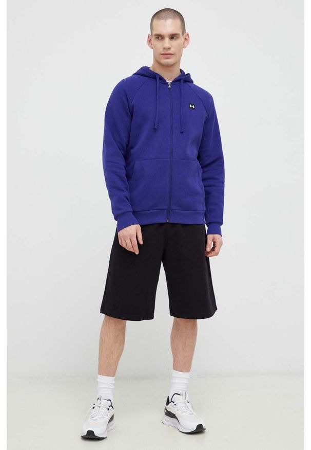 Under Armour bluza męska kolor niebieski z kapturem gładka 1357111-424. Okazja: na co dzień. Typ kołnierza: kaptur. Kolor: niebieski. Materiał: dzianina. Wzór: gładki. Styl: casual