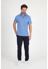 WOOLONA - Koszulka Polo z 100% Wełny Merino (170 g/m² - Piqué). Typ kołnierza: polo. Kolor: niebieski. Materiał: wełna