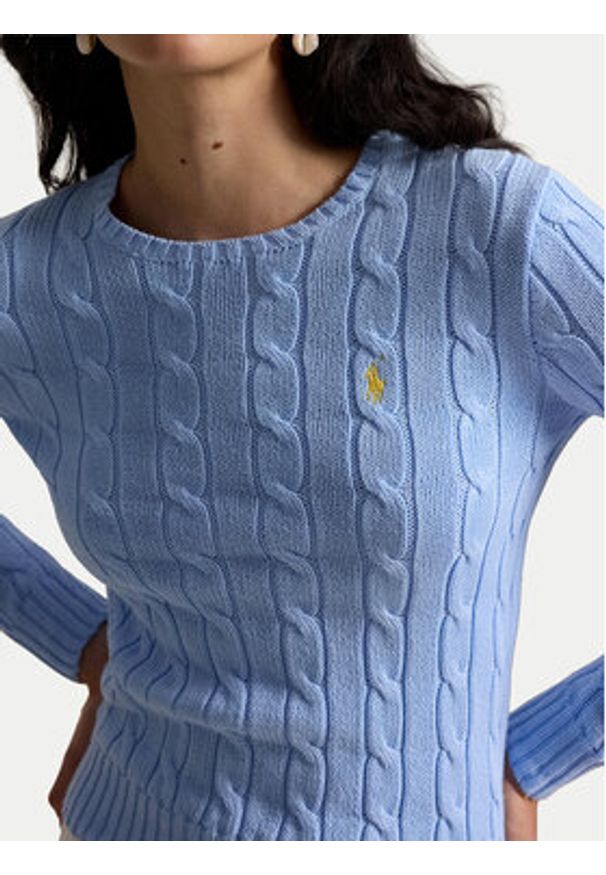 Polo Ralph Lauren Sweter 211971869512 Niebieski jasny Slim Fit. Typ kołnierza: polo. Kolor: niebieski. Materiał: bawełna