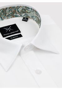 Pako Lorente - PAKO LORENTE – Biała koszula męska z kontrastowym wykończeniem. Kolor: biały. Materiał: bawełna, elastan. Długość rękawa: długi rękaw. Długość: długie #7