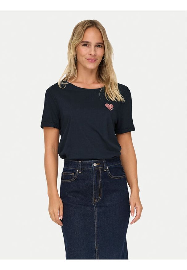 only - ONLY T-Shirt Kita 15244714 Granatowy Regular Fit. Kolor: niebieski. Materiał: bawełna