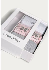 Calvin Klein - Skarpetki (3-pack). Kolor: biały. Materiał: bawełna, materiał, poliamid, elastan, włókno. Wzór: nadruk #2