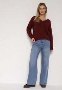 Born2be - Niebieskie Szerokie Jeansy z Wysokim Stanem i Błyszczącymi Aplikacjami Glysera. Stan: podwyższony. Kolor: niebieski. Wzór: aplikacja. Styl: klasyczny, elegancki #5