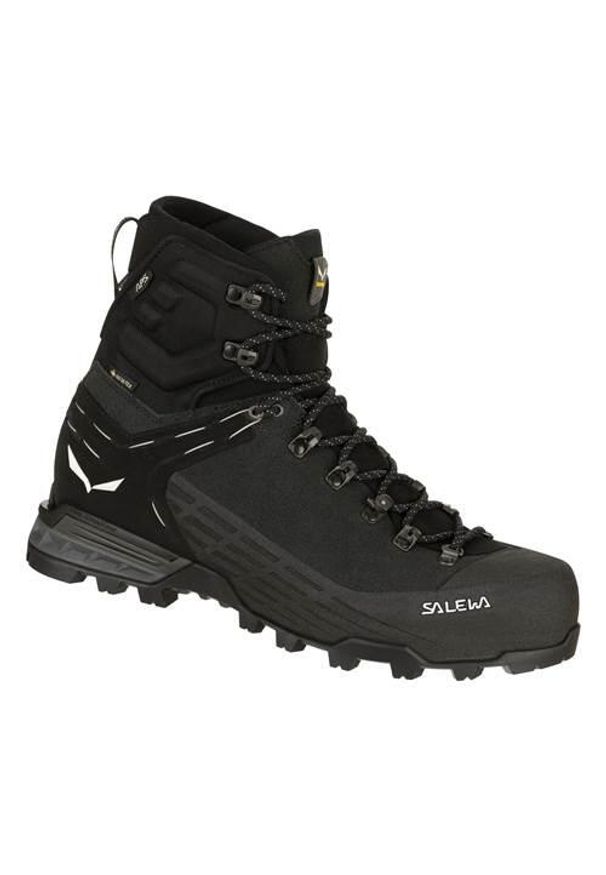 Buty trekkingowe męskie Salewa Ortles Ascent Mid Gtx. Wysokość cholewki: za kostkę. Kolor: czarny. Materiał: materiał, syntetyk, zamsz. Szerokość cholewki: normalna