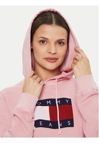 Tommy Jeans Bluza Flag DW0DW18654 Różowy Regular Fit. Kolor: różowy. Materiał: bawełna