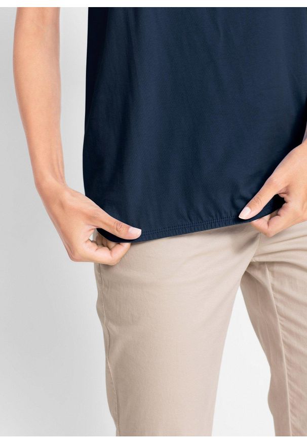 bonprix - T-shirt z czystej bawełny, krótki rękaw. Kolor: niebieski. Materiał: bawełna. Długość rękawa: krótki rękaw. Długość: krótkie