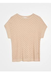 Sinsay - Ażurowa bluzka swetrowa - złoty. Kolor: złoty. Wzór: ażurowy #1