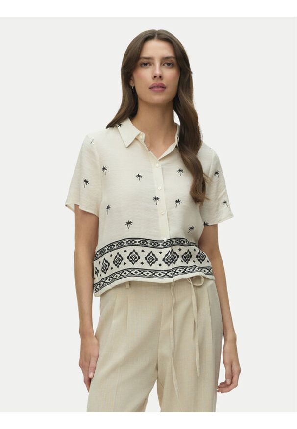 Vero Moda Koszula Kai 10345548 Beżowy Regular Fit. Kolor: beżowy. Materiał: wiskoza