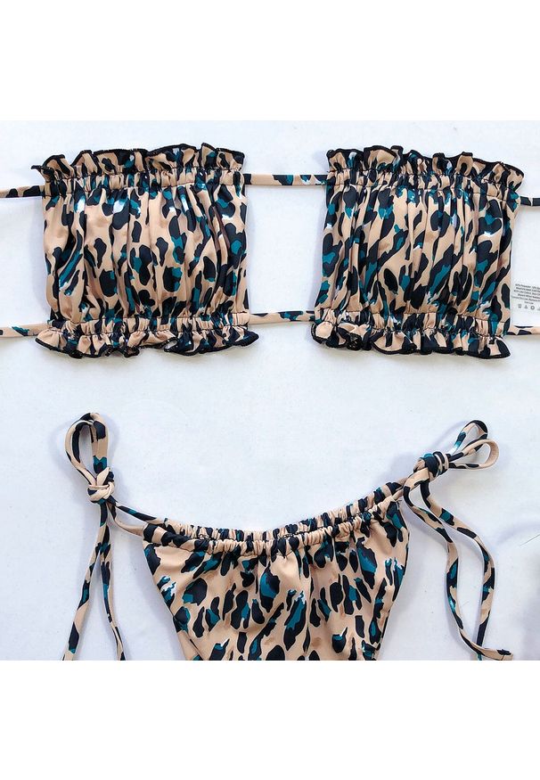 Intica - Bikini bandeau z regulowanymi ramiączkami na lato Jozien. Kolor: zielony. Materiał: materiał