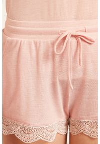 Etam Szorty piżamowe damskie kolor różowy. Kolor: różowy. Materiał: dzianina, koronka #4
