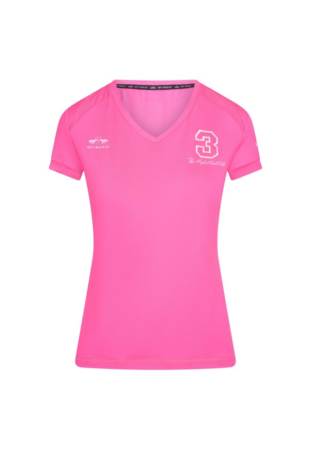 HV POLO - Koszulka damska HV Polo Favouritas Tech. Typ kołnierza: polo. Kolor: różowy. Materiał: materiał