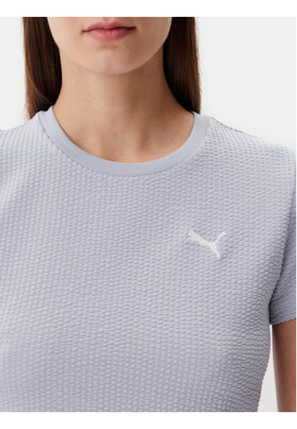 Puma T-Shirt Dare To 629806 Błękitny Slim Fit. Kolor: niebieski. Materiał: bawełna