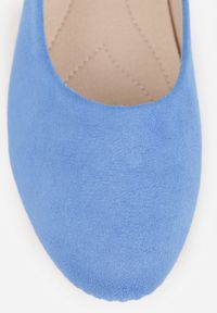 Born2be - Niebieskie Balerinki z Imitacji Zamszu z Okrągłym Noskiem Garneli. Okazja: na co dzień, na spacer. Nosek buta: okrągły. Kolor: niebieski. Materiał: zamsz. Sezon: wiosna, jesień. Styl: wizytowy, casual, klasyczny, elegancki #3