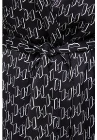 Karl Lagerfeld szlafrok 225W2134 kolor czarny. Kolor: czarny. Materiał: tkanina, satyna, materiał, wiskoza. Wzór: ze splotem #4