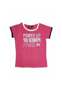 LEONE 1947 APPAREL - Dziewczęcy T-shirt z krótkim rękawem Power Up i kontrastowymi krawędziami. Kolor: różowy. Długość rękawa: krótki rękaw. Długość: krótkie. Sport: joga i pilates