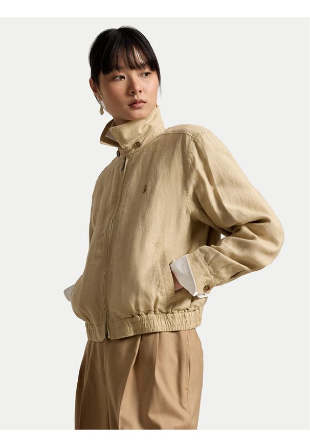 Polo Ralph Lauren Kurtka przejściowa 211938915008 Beżowy jasny Relaxed Fit. Typ kołnierza: polo. Kolor: beżowy. Materiał: len