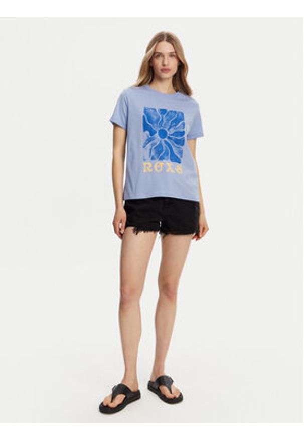 Roxy T-Shirt ERJZT05911 Niebieski Regular Fit. Kolor: niebieski. Materiał: bawełna