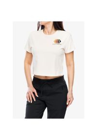 Koszulka z nadrukiem damska Black Diamond Faded Crop SS Tee. Kolor: biały. Wzór: nadruk