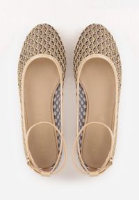 Born2be - Ciemnobeżowe Siateczkowe Balerinki z Wkładką ze Skóry Naturalnej Ozdobione Aplikacją Adriarissa. Okazja: na co dzień, na spotkanie biznesowe. Zapięcie: sprzączka. Kolor: beżowy. Materiał: skóra. Wzór: aplikacja. Sezon: lato. Styl: casual, biznesowy, elegancki #3
