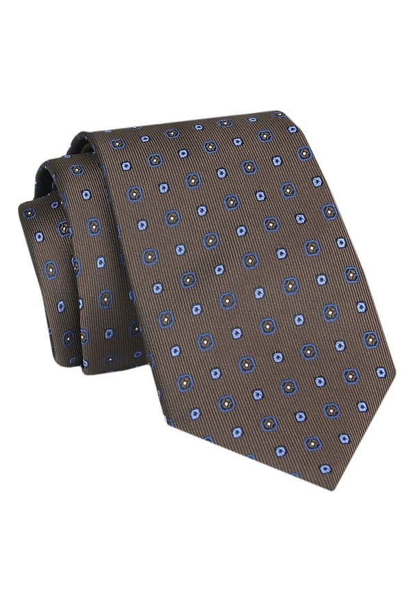 Męski Krawat - Brązowy w Grochy - Angelo di Monti. Kolor: brązowy, wielokolorowy, beżowy. Materiał: tkanina. Wzór: grochy. Styl: elegancki, wizytowy