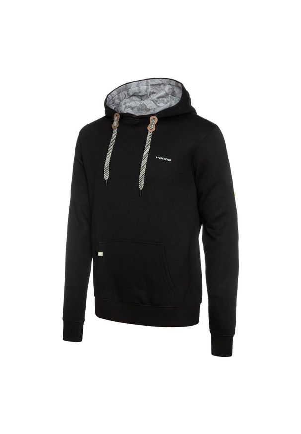 Bluza turystyczna męska Viking Laxa Bamboo z kapturem. Typ kołnierza: kaptur. Kolor: czarny. Styl: sportowy. Sport: turystyka piesza