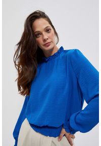 MOODO - Gładka koszula niebieska. Kolor: niebieski. Materiał: poliester. Wzór: gładki #1