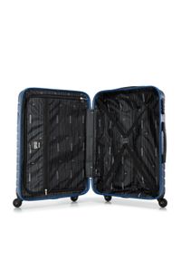 Wittchen - Średnia walizka z ABS-u z geometrycznym tłoczeniem ciemnoniebieska. Kolor: niebieski. Materiał: poliester. Wzór: geometria #4