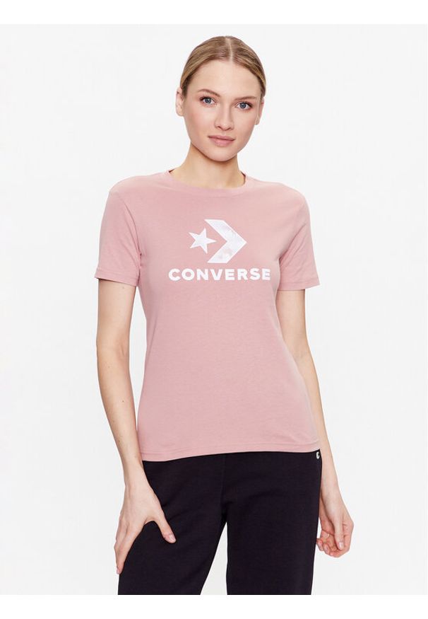 Converse T-Shirt Floral Star Chevron 10024538-A03 Różowy Slim Fit. Kolor: różowy. Materiał: bawełna