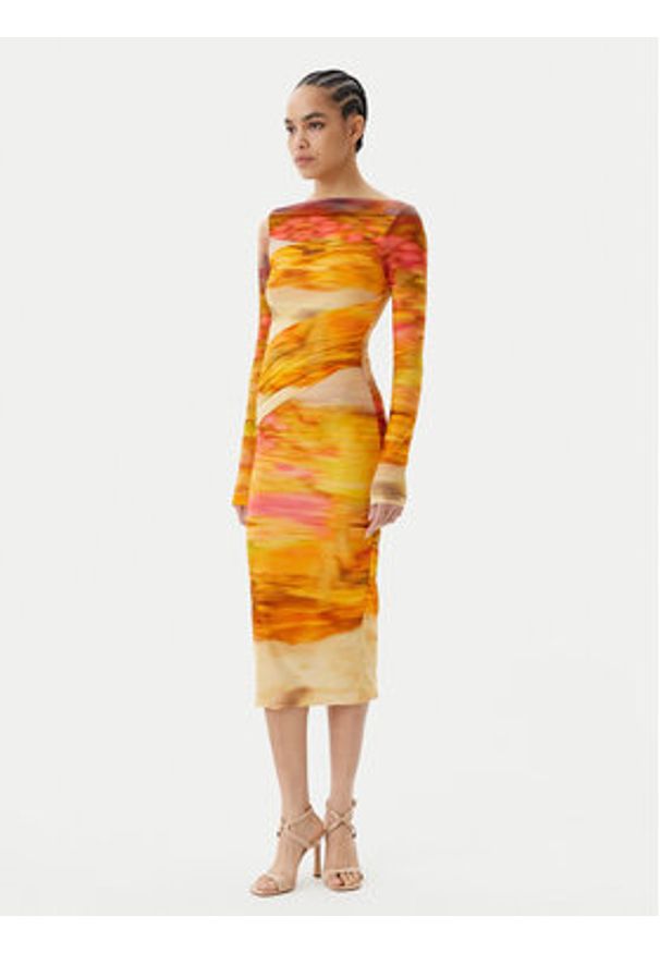 Pinko - PINKO Sukienka koktajlowa Beggin Abito 104838 A2G1 Kolorowy Slim Fit. Materiał: syntetyk. Wzór: kolorowy. Styl: wizytowy
