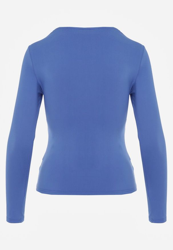 Renee - Niebieska Bluzka Iphicraethon. Kolor: niebieski. Materiał: dzianina. Długość rękawa: długi rękaw. Długość: długie. Wzór: aplikacja