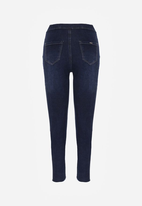 Renee - Niebieskie Jeansy Skinny z Postrzępionymi Krawędziami Janitha. Kolor: niebieski. Wzór: aplikacja