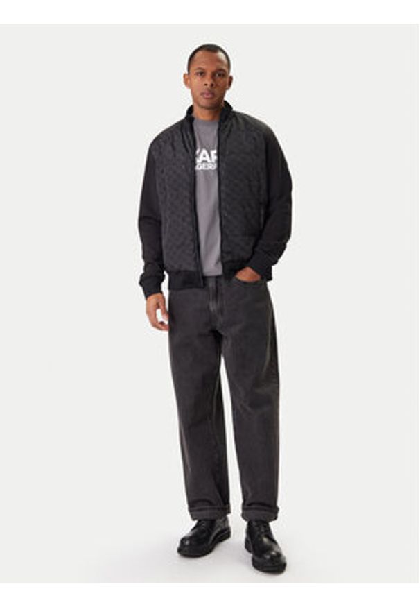 Karl Lagerfeld - KARL LAGERFELD Kurtka bomber 505061 561527 Czarny Regular Fit. Typ kołnierza: dekolt w karo. Kolor: czarny. Materiał: syntetyk