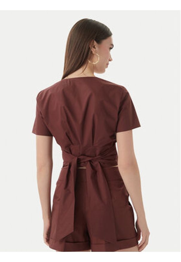 Patrizia Pepe Bluzka 2C1672/A9B9-B887 Brązowy ciemny Regular Fit. Kolor: brązowy. Materiał: bawełna