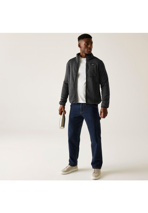 Regatta - Polar męski rozsuwany Barlee. Kolor: czarny. Materiał: polar. Wzór: melanż. Sport: turystyka piesza