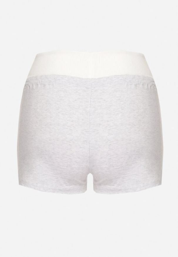 Born2be - Jasnoszare Dresowe Bawełniane Szorty z Wysokim Stanem i Wiązaniem Liraveile. Okazja: na co dzień. Stan: podwyższony. Kolor: szary. Materiał: bawełna, dresówka. Sezon: lato. Styl: casual, klasyczny