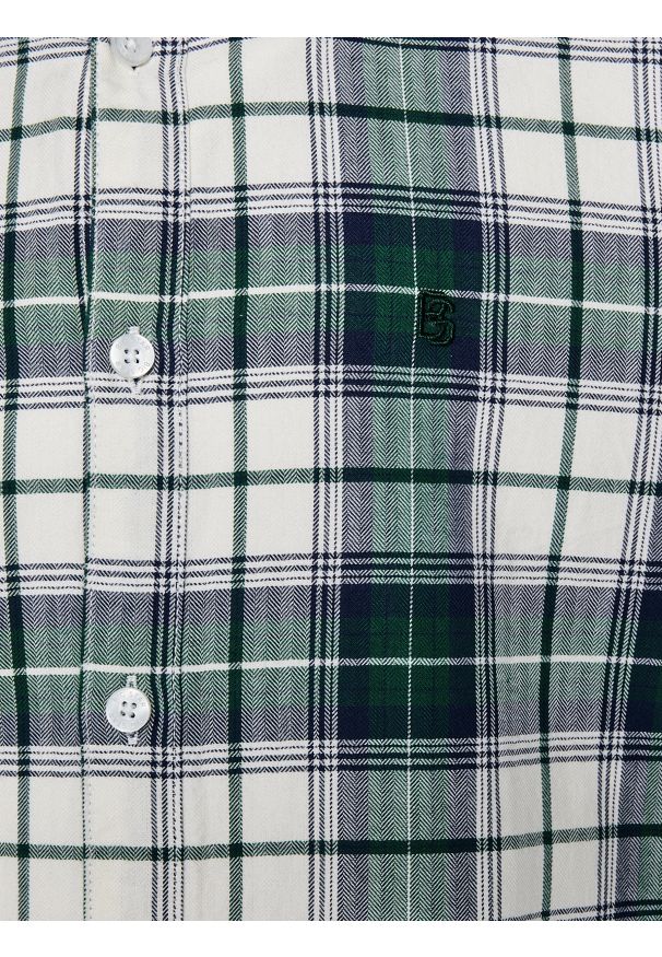 Big-Star - Koszula chłopięca bawełniana w kratę zielono-biała Kevin 304. Okazja: na co dzień. Kolor: zielony. Materiał: bawełna. Długość rękawa: długi rękaw. Długość: długie. Wzór: haft. Styl: casual, klasyczny