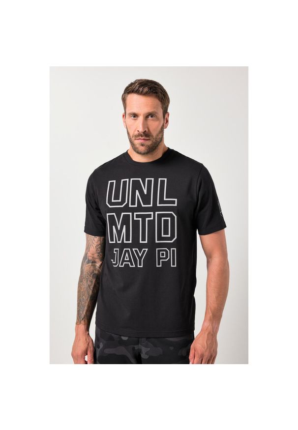 JAY-PI - Męska T-shirt FLEXNAMIC® fitness rękaw 1/2 do rozm. 7XL. Kolekcja: plus size. Kolor: czarny. Materiał: bawełna, materiał, elastan. Sport: fitness