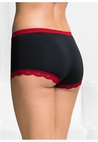 bonprix - Bokserki damskie z mikrofazy (3 pary). Kolor: czarny. Materiał: materiał, koronka. Wzór: koronka #3