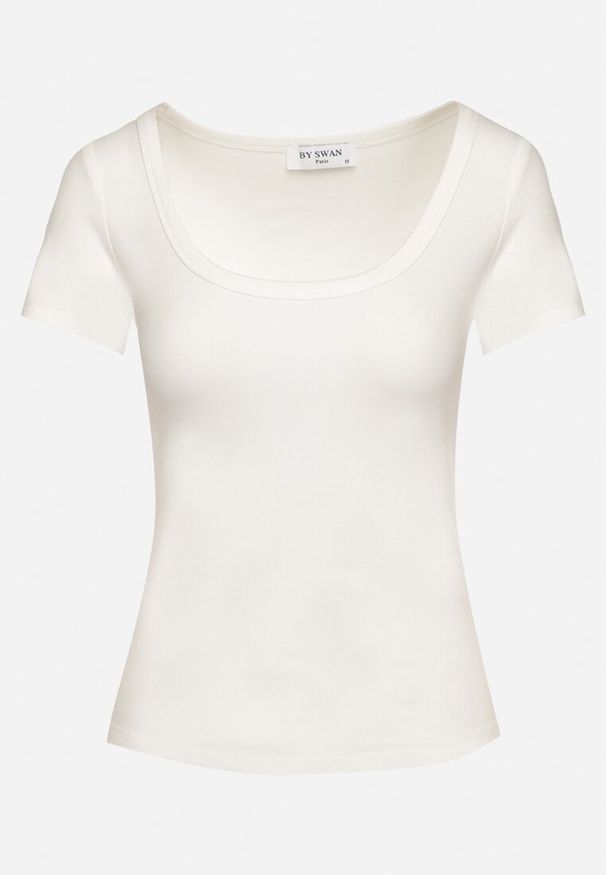 Born2be - Biały T-shirt z Bawełny z Okrągłym Dekoltem Efruna. Okazja: na co dzień. Kolor: biały. Materiał: bawełna. Styl: elegancki, casual