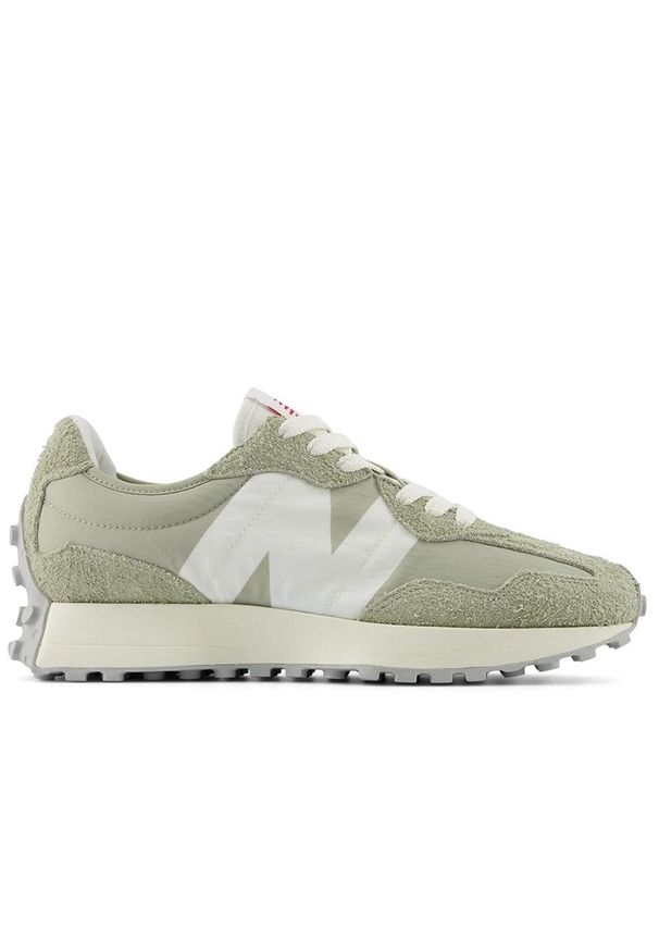 Buty New Balance U327LM - zielone. Okazja: na co dzień. Kolor: zielony. Materiał: guma, zamsz, skóra, materiał. Szerokość cholewki: normalna