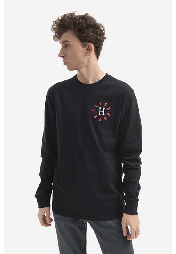 HUF longsleeve bawełniany 12 Galaxies Longsleeve kolor czarny z nadrukiem. Okazja: na co dzień. Kolor: czarny. Materiał: bawełna. Długość rękawa: długi rękaw. Długość: długie. Wzór: nadruk. Styl: casual
