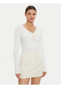 Morgan Sweter 241-MIGNO Biały Slim Fit. Kolor: biały. Materiał: wiskoza