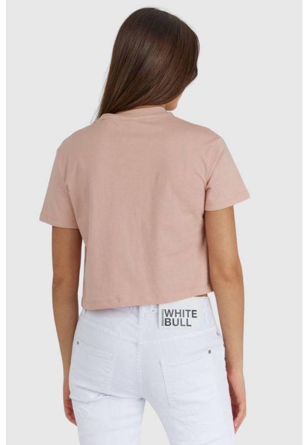 Guess - GUESS Krótki różowy t-shirt damski z logo, Rozmiar XS. Kolor: różowy. Materiał: bawełna. Długość: krótkie