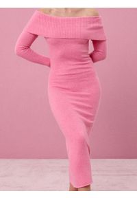 Sinsay - Sukienka z dekoracyjnym dekoltem - różowy. Kolor: różowy #1