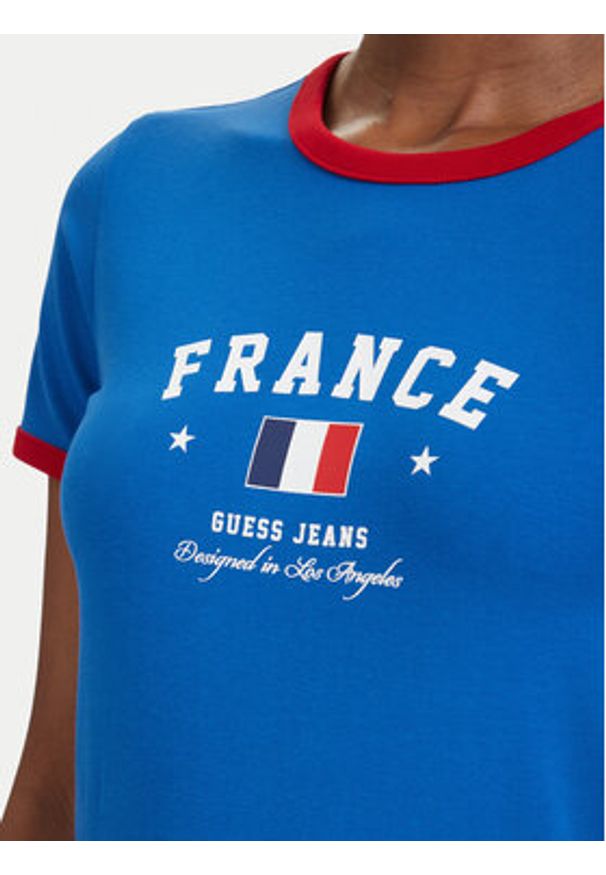 Guess Jeans T-Shirt 183096 Niebieski Classic Fit. Kolor: niebieski. Materiał: bawełna