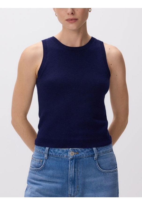 Reserved - Wełniana kamizelka - granatowy. Kolor: niebieski. Materiał: wełna