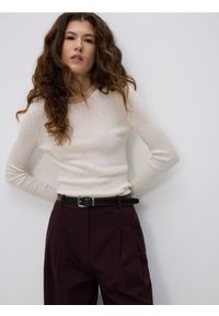 Reserved - Dzianinowa bluzka z jedwabiem - złamana biel. Materiał: jedwab, dzianina #1