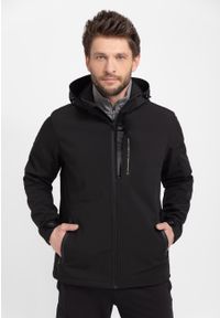 Volcano - Czarny softshell F-FORKE. Typ kołnierza: kołnierzyk stójkowy. Kolor: czarny. Materiał: softshell